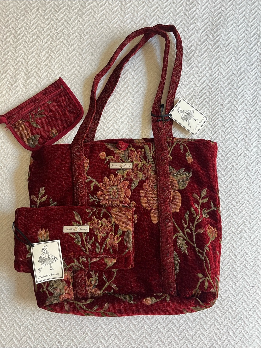 Floral Tapestry Tote & Jewelry Roll